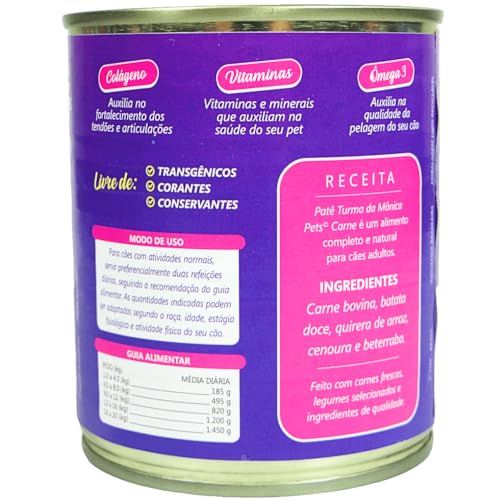 TURMA DA MONICA PATÊ LATA CÃO - CARNE LATAS DE 280g