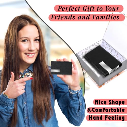 Image of Storite PU Leather Card Holder Wallet | Pocket Size Stainless Steel Multi Business Visiting Debit Credit Card Case for Men & Women