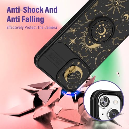 Image of Funermei for iPhone 13 /for iPhone 14 Case - Women Girls Cute Phone Cover Girly Pretty Aesthetic Sun Moon Stars Unique Design with Camera Cover Funda for Apple for iPhone 13 /for iPhone 14