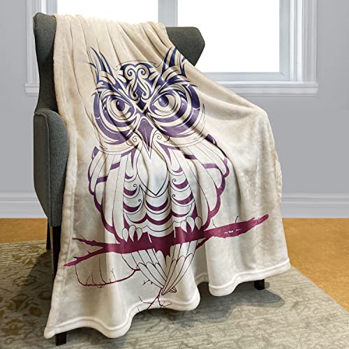 Hommomh 60" X 80" Blanket Comfort Warmth Soft Cozy Air Conditioning Easy Care Machine Wash Night Owl On Marsala #TOP1