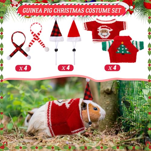 4 Pares Disfraz Navidad Para Cobaya Pequeña con Bufanda miniatura 3