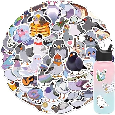 Cute Pigeon Stickers 50pcs Cute Cartoon Animals Stickers for Water Bottle Scrapbook Laptop Skateboard Computer Stickers for Teens Kids Girls Cover