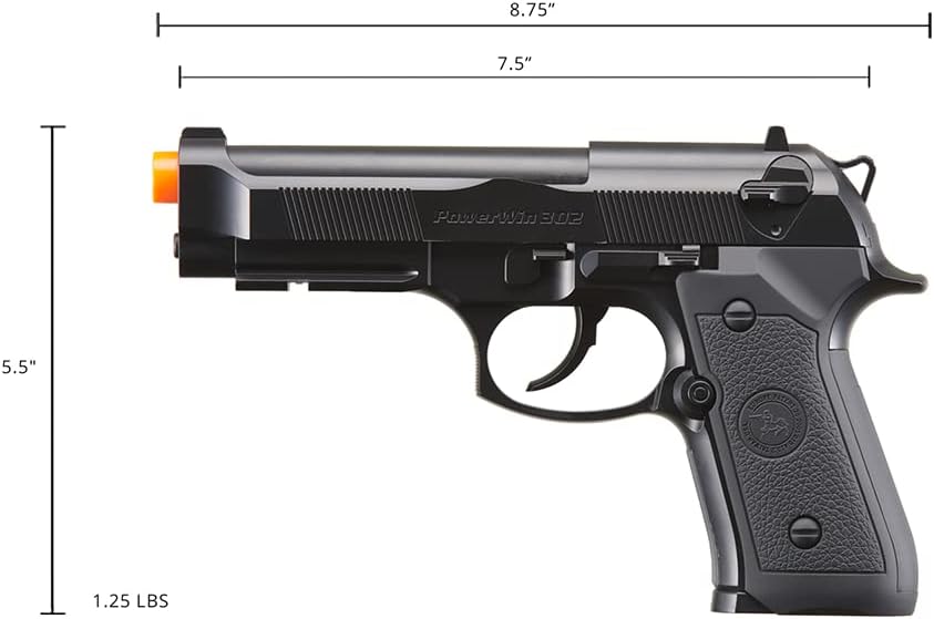 302 Non Blowback M9 Airsoft Co2 Gas Blowback Airsoft Pistol (Color: Black)-WinGun