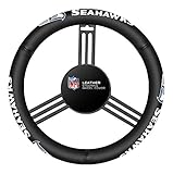 NFL Seattle Seahawks Leather Steering Wheel Cover, One Size, Black
