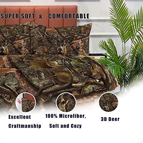 Image of NINENINE Camo Comforter Set, Queen Size Bedding Set for Boys, Hunting Bed Set With 1 Comforter 2 Pillowcases
