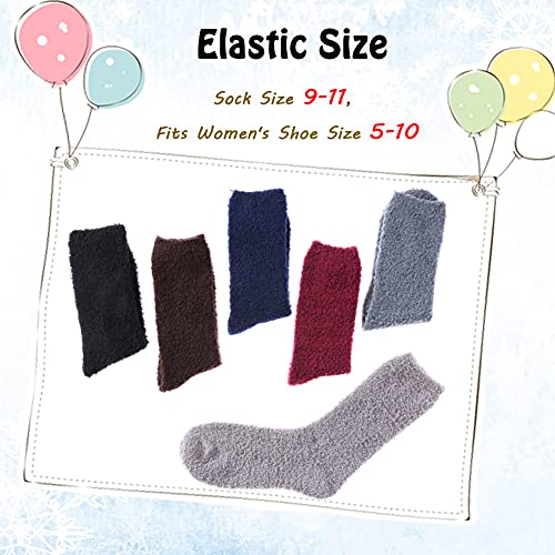 Image of LANLEO 5 /6 Pairs Womens Super Soft Fuzzy Plush Warm Winter Home Sleeping Slipper Socks