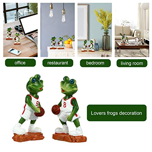 Vicasky Outdoors Gifts 2Pcs Resin Frogs Figurines Basketball Player Couple Statue Desktop Sculpture Ornament Micro Garden Decor For Valentine Sports Lover Gift Outdoor Decor #TOP3