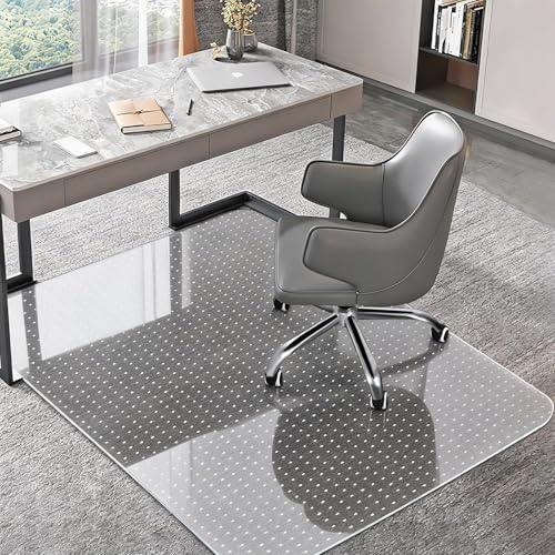 Office Chair Mat for Carpets, Clear Computer Desk Chair Mat for Low Carpeted Floors, Thick and Sturdy Carpet Protector, Easy Glide and Flat Without Curling (30" x 48" Rectangle)