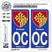 blasonimmat 2 Autocollants Plaque immatriculation Auto OC Occitanie - Armoiries