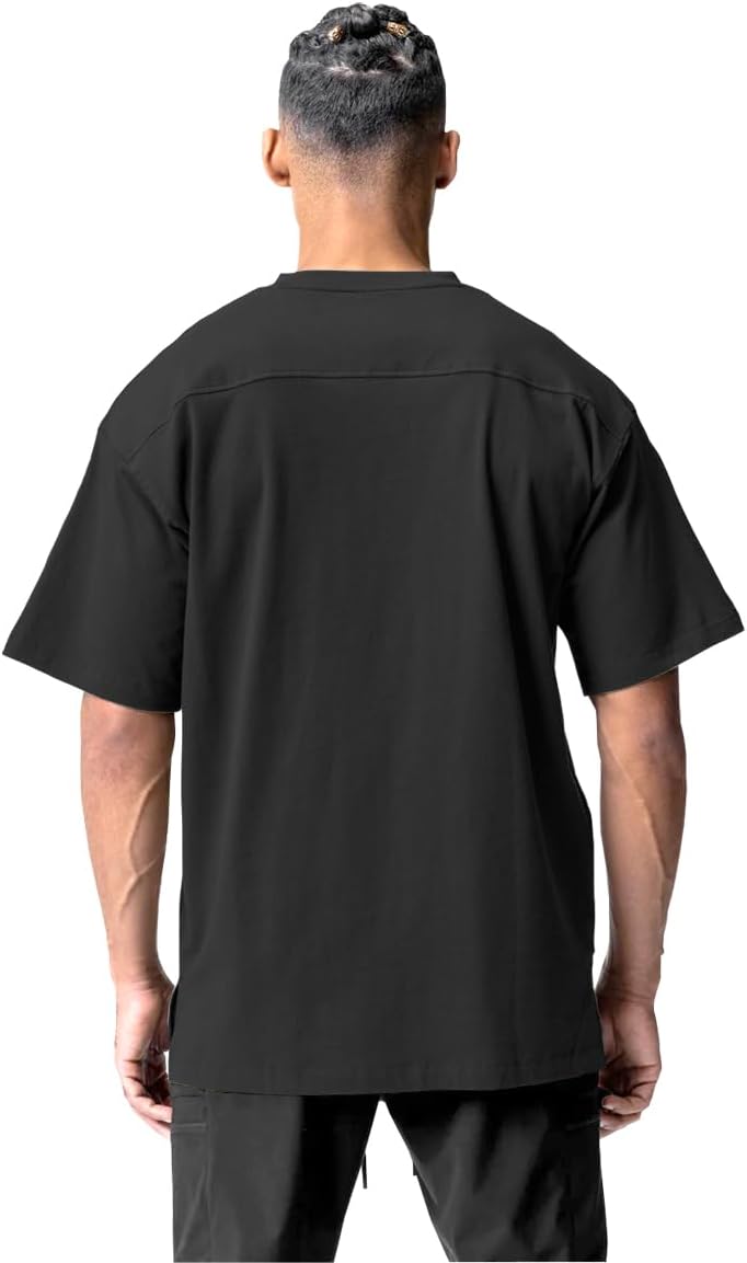 Mens Crew Neck Short Sleeve Athletic Shirts Solid Active Running Tee Loose Fit Gym Workout T-Shirt,2-Pack Black/Black