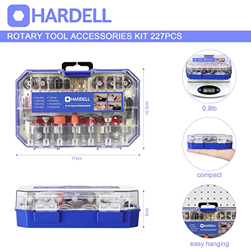 Hardell Rotary Tool Accessories, 230Pcs Power Rotary Tool Accessories Kit, 1/8"(3.2Mm) Diameter Shanks, Universal Fitment For Easy Cutting, Polishing, Sanding, Carving, Grinding, Engraving #TOP1