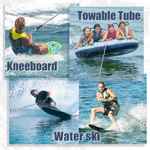 Image of Boat Tow Rope 60ft 1-6 Riders, Floating Ropes for Towable Tubes