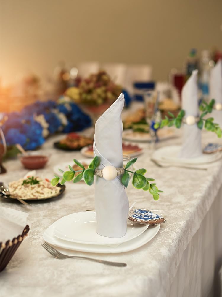 Les Ronds De Serviette Bijoux Perles Tomète Ivoire & Bleu