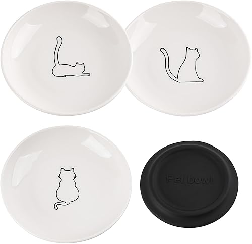 Miniatura 1 de Tazón de comida para gatos, para gatos de interior, juego de cuencos de cerámica para gatos, platos para gatos aptos para bigotes para comida y
