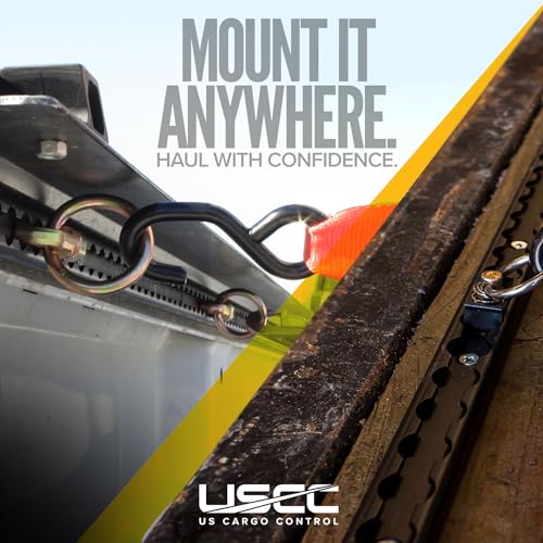 Image of US Cargo Control L Track Tie Down System - (4) 4 FT Black Anodized Aluminum L Track Rails and (4) Single Stud O-Ring Fittings, Trailer and Truck Bed Rail System Easily Secures Motorcycles, ATVs, Bikes