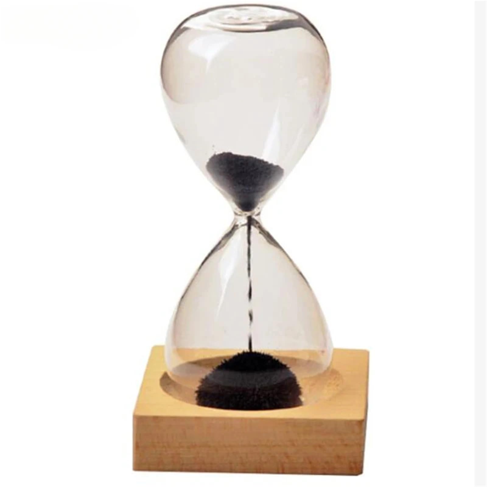 Sanduhr-Timer, Mehrfarbige magnetische Sanduhr-Ornamente mit Holzsockel und Eisenpulver-Blüten(Green)