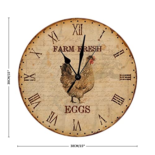Horloge murale rustique sans tic-tac grand format pour grand salon