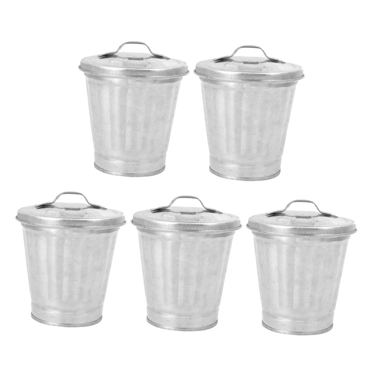 Garneck 5pcs Mini Trash Cans Desktop Iron Garbage Holder Miniature for Bathroom Pantry Desk Safe for Boys and Girls' Rooms
