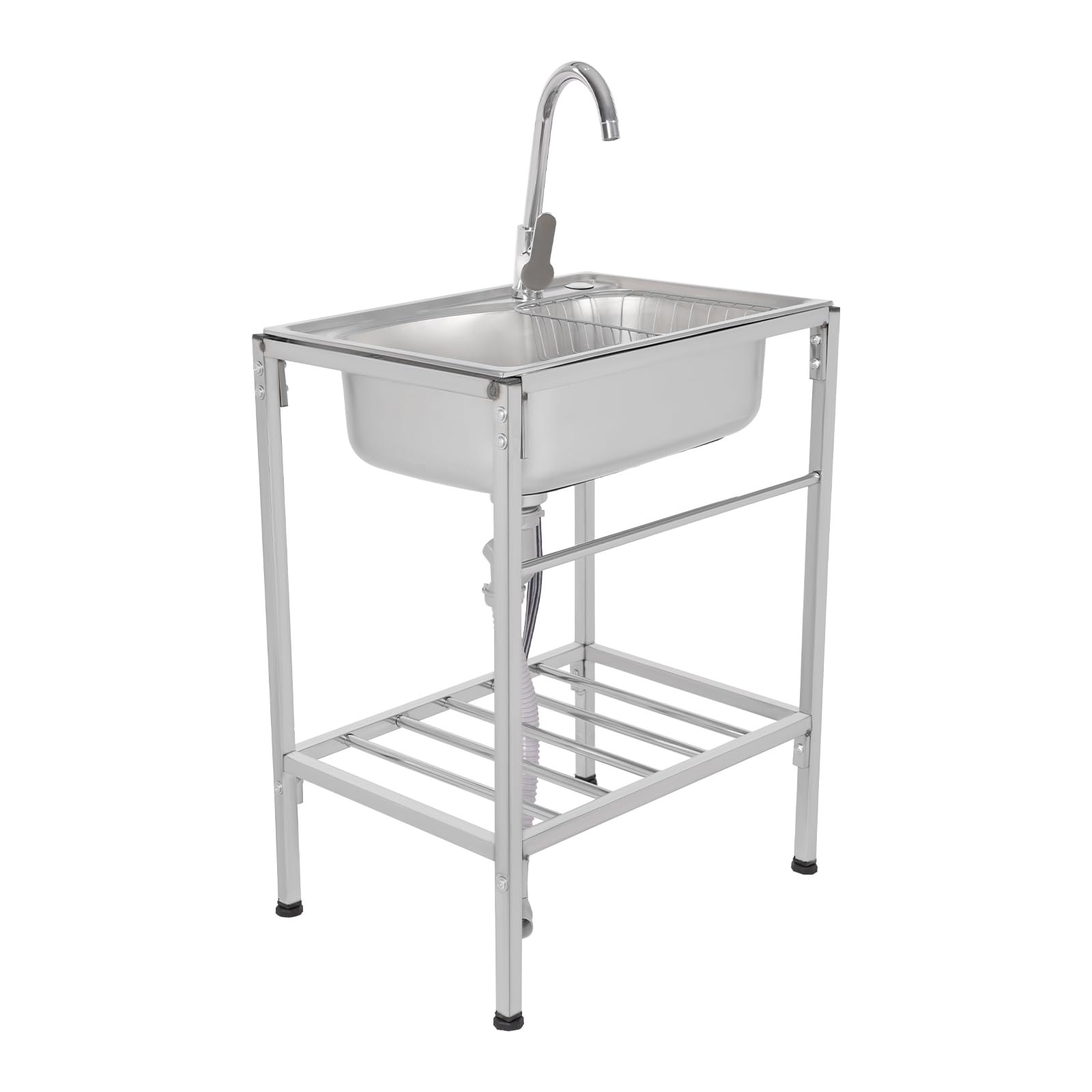 Lavello da Cucina in Acciaio Inox con Rubinetto Caldo e Freddo per Laboratori, Caffè, Bar Boutique 60 X 45 x 15 cm