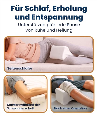 Everlasting Comfort Memory-Foam Kniekissen für Seitenschläfer, Kissen zur Entlastung bei Ischiasbeschwerden mit abnehmbarem Gurt, Beinkissen für Schlafausrichtung, Knie-, Rücken- & Hüftstütze