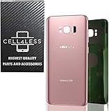 CELL4LESS Replacement Back Glass Cover Back Battery Door w/Pre-Installed Adhesive for Samsung Galaxy S8 Plus OEM - All Models G955 All Carriers- 2 Logo - OEM Replacement (Rose Pink)