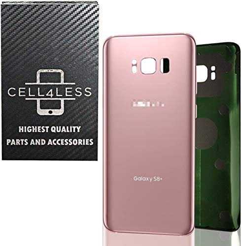 CELL4LESS Replacement Back Glass Cover Back Battery Door w/Pre-Installed Adhesive for Samsung Galaxy S8 Plus OEM - All Models G955 All Carriers- 2 Logo - OEM Replacement (Rose Pink)