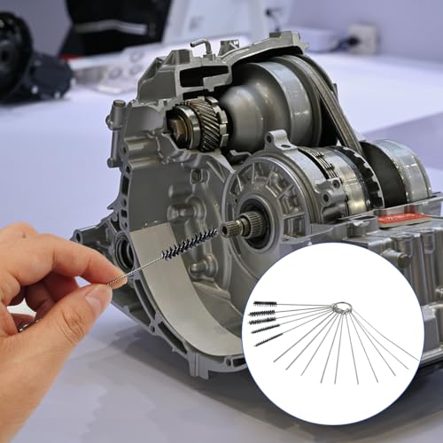 6 Stück Messingbohrungsbürsten in verschiedenen Größen + 15 Stück Reinigungsnadeln Nylonbürsten Werkzeuge, gedrehte Drahtbürste mit Griff, 1/4 Zoll Sechskantschaft Aufsatz Bohrer-Set für Rohre,