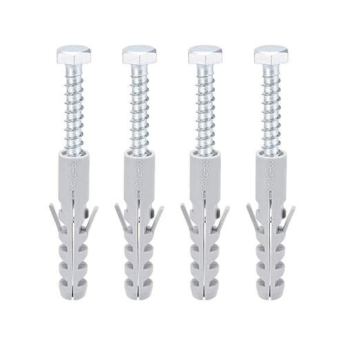 uxcell Tubo de expansión de plástico de 0.472x2.362 in para paneles de yeso con tornillos hexagonales gris 4pcs