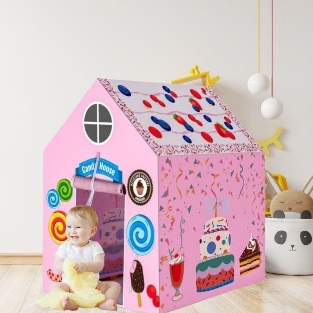 Image of Play Tent House for Kids - Lightweight Indoor Outdoor Children Play House for Boys & Girls for Gift | Multicolor (Happy)