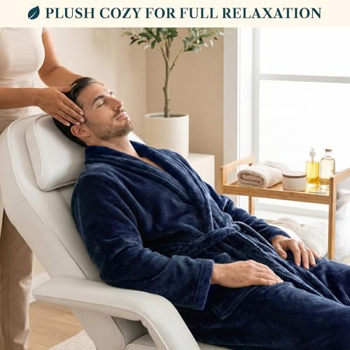 Image of PAVILIA Mens Soft Robe Bathrobe for Men, Lightweight Fleece Male Robe Long Bath Shower Spa