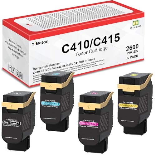 Image of C410 C415 Toner Cartridge Set, Replacement for Xerox 006R04677 006R04678 006R04679 006R04680 Compatible with Xerox C410 C410DN VersaLink C415 C415DN Printers Toner 4-Pack High Yield