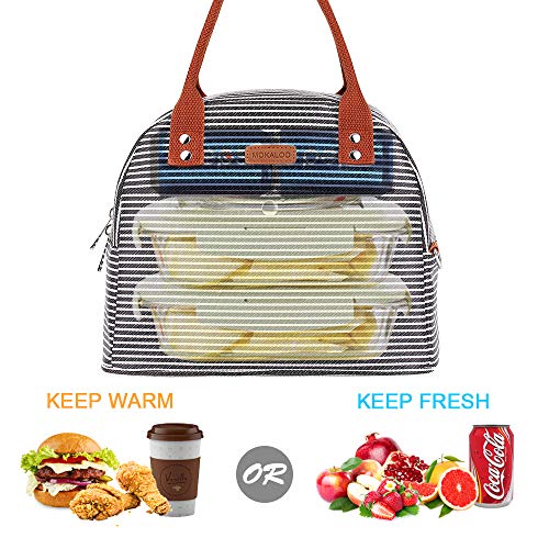 Lunch Bag, Mokaloo Insulated Lunch Box for Women, Multi-functional Lunch Tote Bags with Shoulder Strap, Reusable Thermal Cooler Bag Lunch Container for Women Men Work Picnic, Stripe