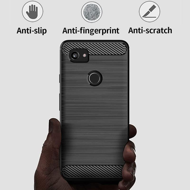 Image of NPRC Hybrid Ultra Slim Protective Case TPU Non-Slip Carbon Fiber Texture Shockproof Case Cover for Google Pixel 2 XL - Black