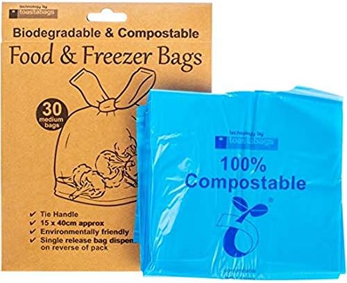 Toastabags Biodegradable & Compostable Food & Freezer 30 Medium Bags, Plastic, Clear