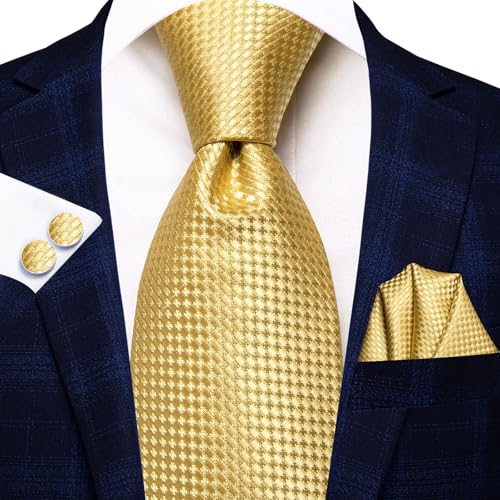 Image of Dubulle Mens Paisley Striped Tie Woven Necktie for Men and Handkerchief Cufflinks Set Wedding Formal Business