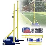 Volleyball Pole with Volleyball Net/Badminton Net, Volleyball Net for Backyard, Portable Outdoor Heavy Duty Volleyball Pole with Wheels and Net, Adjustable Heights Suitable for Adults Youth