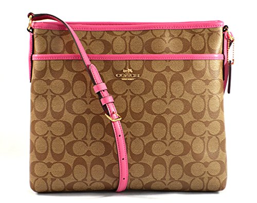 Coach Signature File Bag - Khaki/Dahlia
