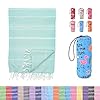 Turkish Beach Towel-%100 Cotton Lightweight Beach Blanket Oversized | Soft, Durable, Sand Free, Quick Dry Beach Towel for Bath, Gym, Spa, Yoga and Travel (Mint) 51aIHTO9BkL. SS100