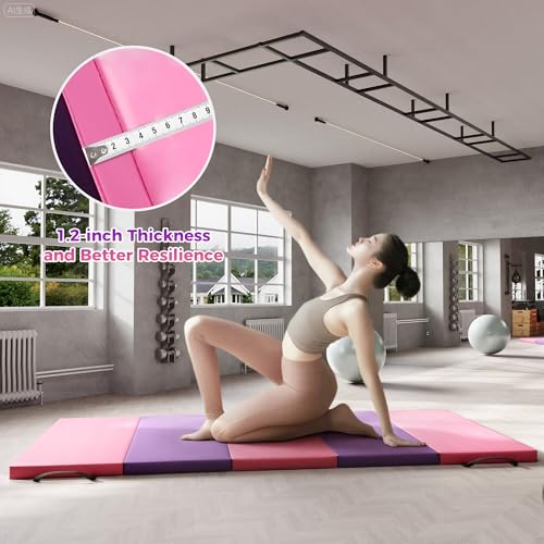 Folding Gymnastics Mat, Exercise Mats, Gymnastics Tumbling Mats, Thick Portable Home Gym Floor Pad for Yoga, Pilates, Aerobics & Martial Arts Training