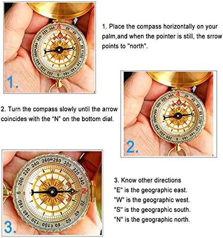 iitrust Compass for Navigation, Vintage Pocket Compass with Luminous Function, Waterproof Military Compass for Camping, Orienteering, Hiking, Marching and Collection