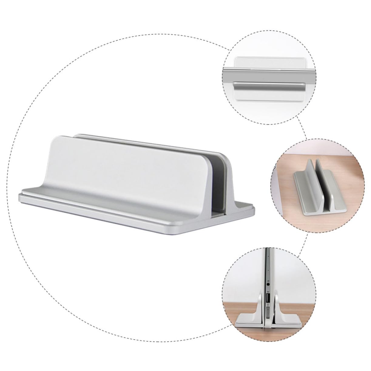 SHINEOFI Soporte Vertical De Aluminio para Laptop Base Estable y Duradera para Escritorio para Refrigeración y Organización De Portátiles