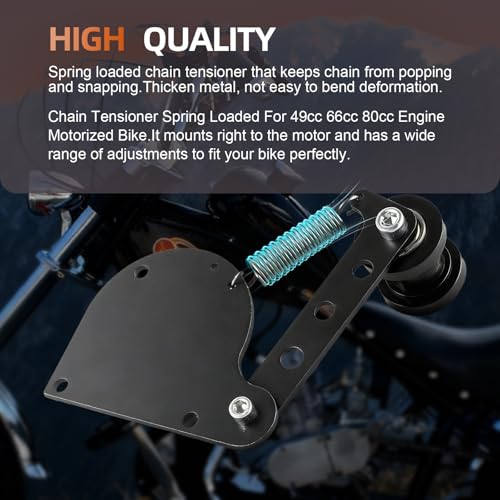 Image of Spring Loaded Chain Tensioner for 49cc 66cc 80cc 2 Stroke Engine Motorized Bike- Adjustable Guide Wheel Black