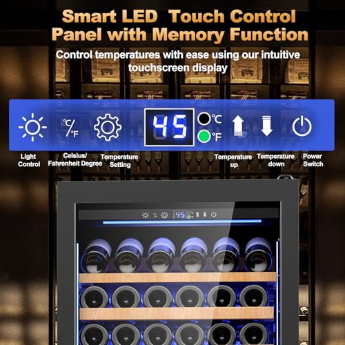 Image of 24 Inch Wine Cooler Refrigerator,179 Bottles Wine Fridge Large Capacity Professional Wine Cellars with Powerful Compressor,Quiet Operation and Elegant Design, Black