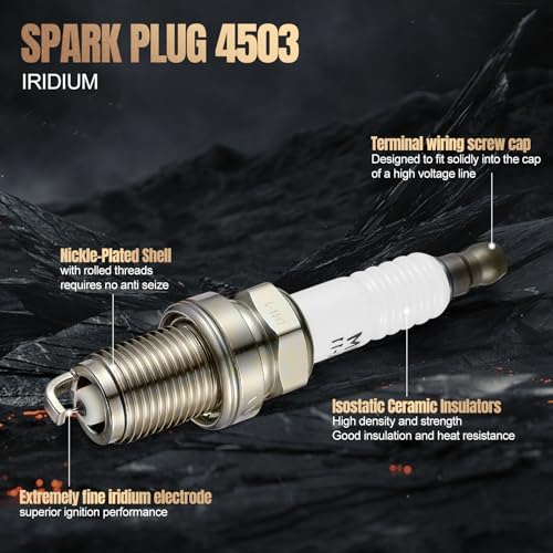 Image of Iridium Spark Plug 4503 6 Pack for Honda Accord | Fits Accord /Odyssey Integra /Legend Elantra /Santa Fe /Sonata Rio /Sedona /Sorento /Sportage Altima Camry /Corolla /Prius /Yaris