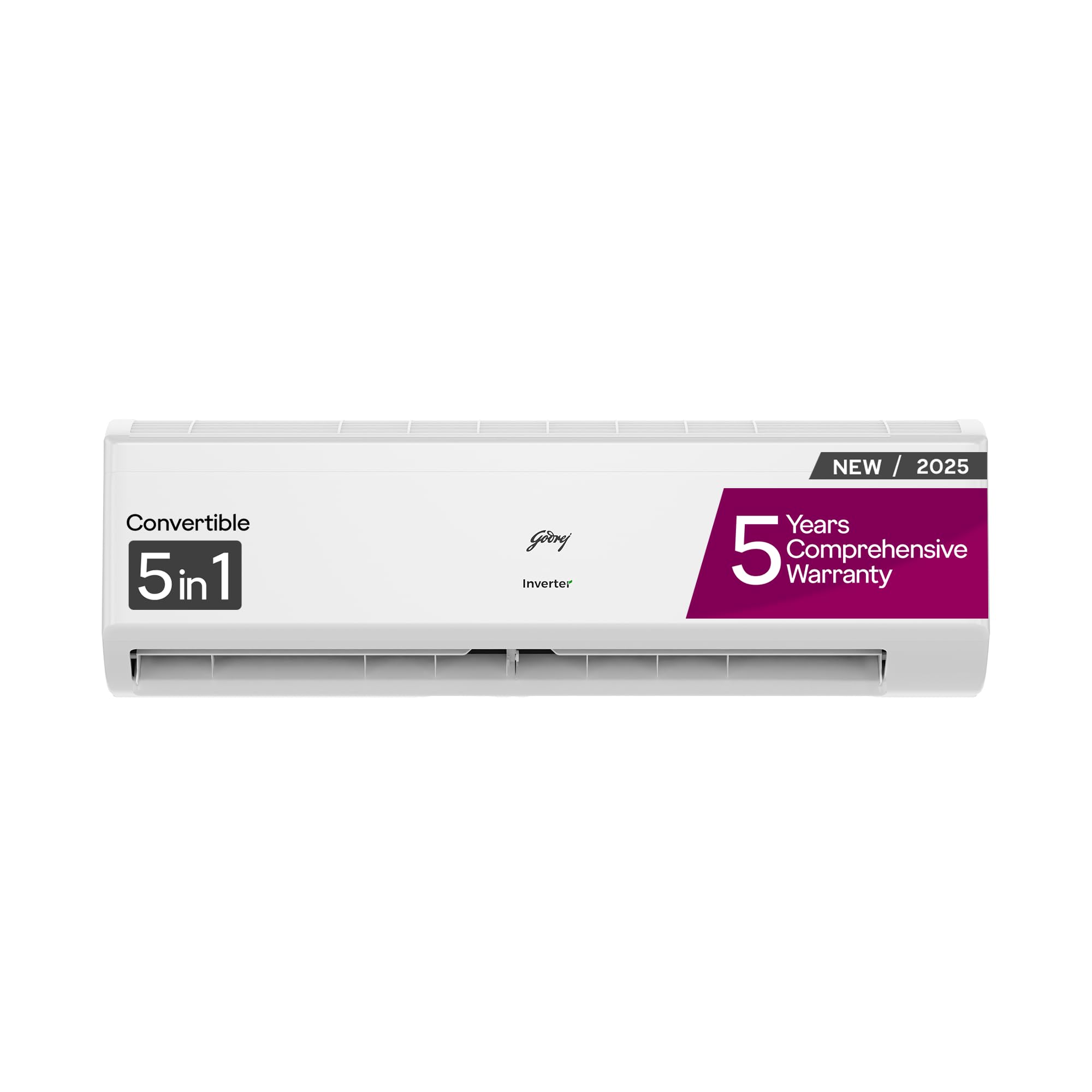 Godrej 2 Ton 3 Star, 5 Years Comprehensive Warranty, 5-In-1 Convertible Cooling, Inverter Split AC (Copper, I-Sense Technology, AC 2T EI 24I3T WZR, White)