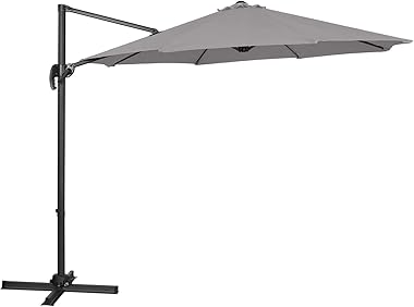 Uniprodo Ampelschirm Uni_Umbrella_2R300DG Gartenschirm (rund, Ø 300 cm, drehbar, dunkelgrau)