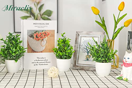 Miracliy 4 Packs Fake Plants Mini Artificial Greenery Faux Plants Indoor For Home Office Farmhouse Bathroom Decor #TOP3