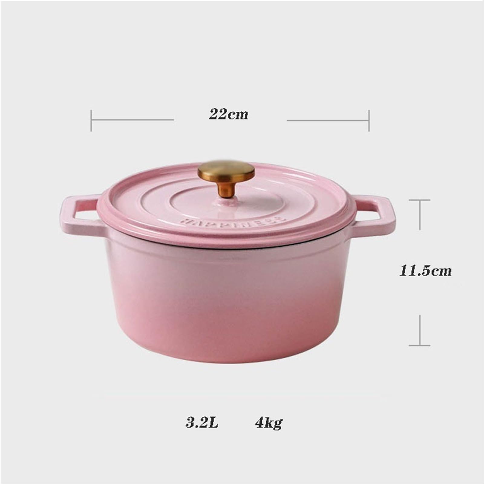 Cacerola poco profunda con tapa, cacerola de hierro fundido, cazuelas, olla esmaltada, olla for cocinar estofado, olla de hierro fundido de gran capacidad de 3,2 l for el hogar, olla for sopa