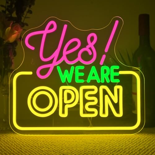 Image of Ineonlife Open Neon Sign Light Up for Wall Decor Yes We Are Open Led Sign for business Acrylic Decoration for bar coffee shop restaurant cafe club party man cave Decorations 13.58x11.81 inch USB POWER