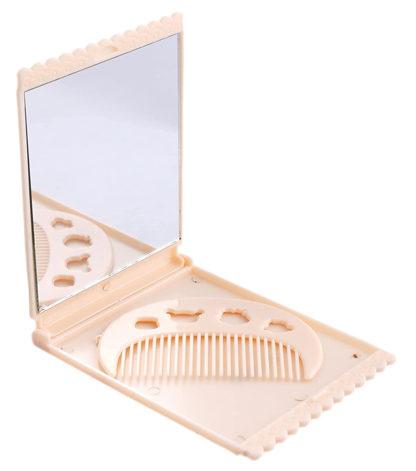 Skygold Makeup Pocket Mirror, Mirror with Comb, Travel Makeup Mirror fits Your Vanity, Handy Accessories for Women Compact Makeup Mirror, Rectangular, Wall Mount, Multicolour, Framed